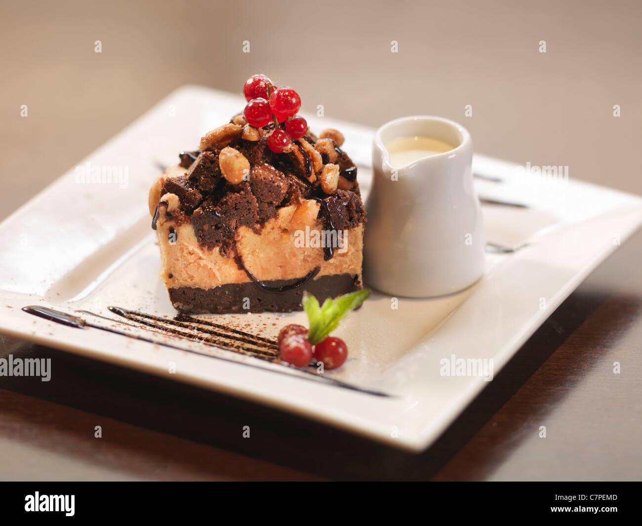 Teller mit Schokolade Dessert im restaurant Stockfoto