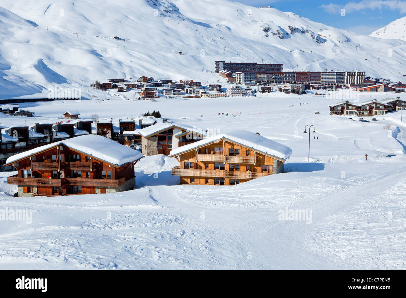 Tignes Val Claret in Tignes, Savoie, Le Lac, Rhone-Alpes, Frankreich Stockfoto