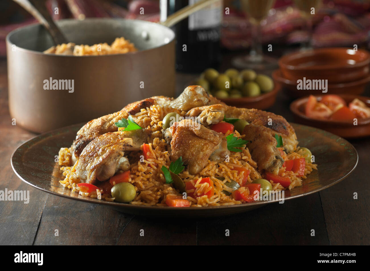 Arroz Con Pollo. Huhn mit Reis Stockfoto