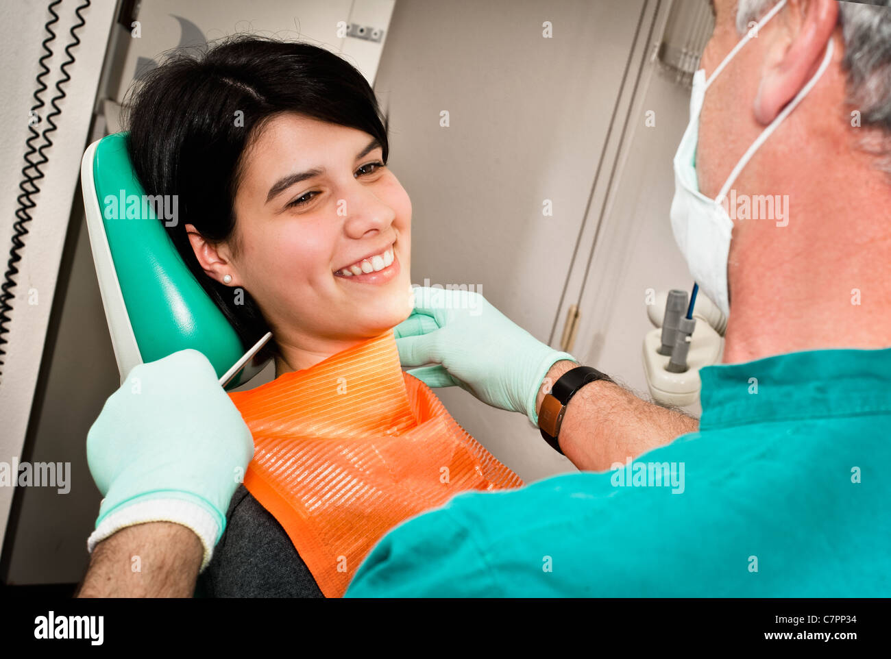 Zahnarzt Patienten im Büro arbeiten Stockfoto