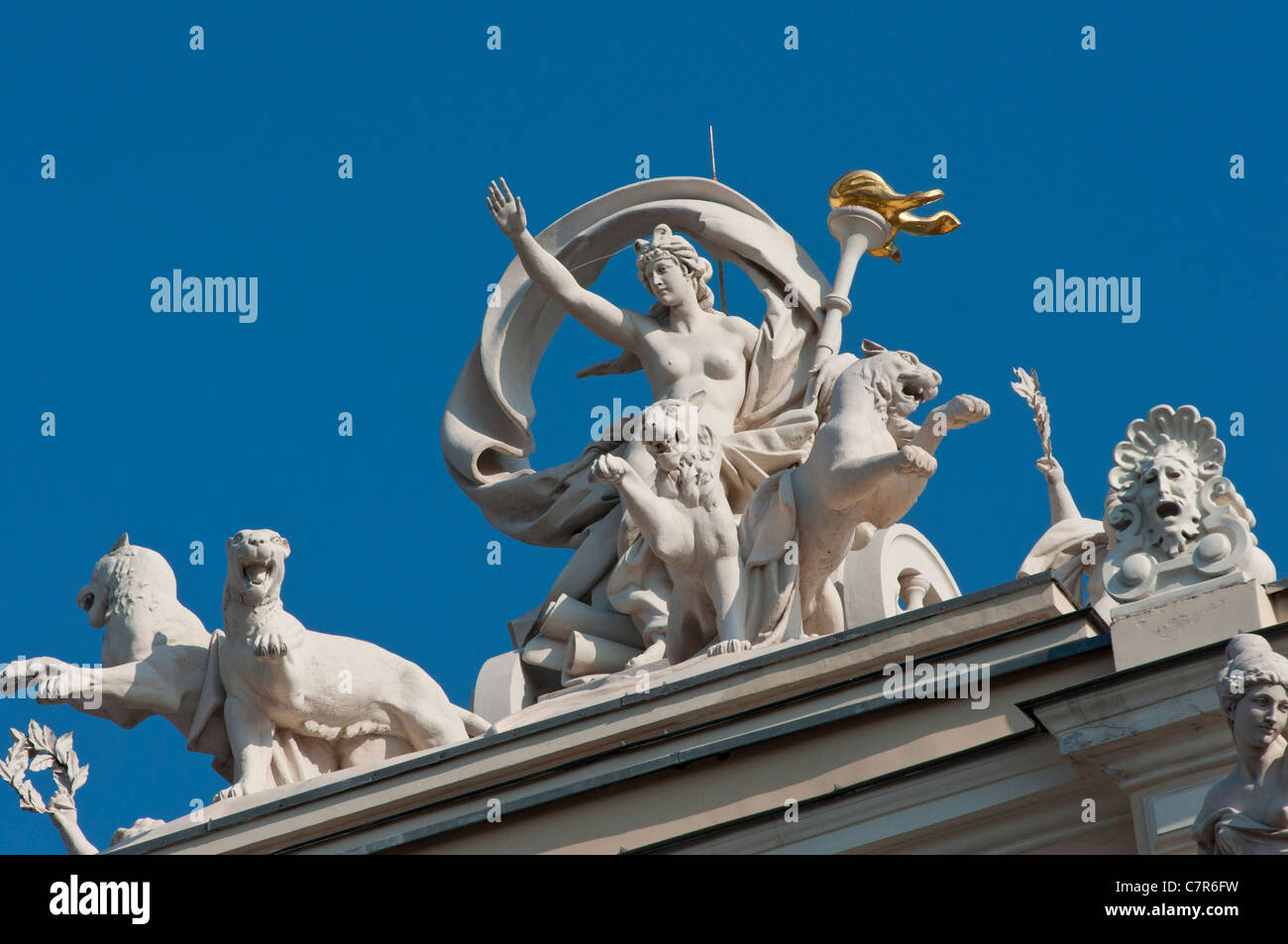 Detail des Opernhauses, Odessa, Odessa Oblast, Ukraine hautnah. Stockfoto