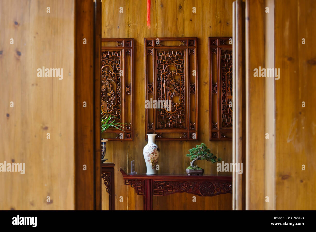 Innen landestypisches Haus, Geyuan Garten, Yangzhou, Provinz Jiangsu, China Stockfoto