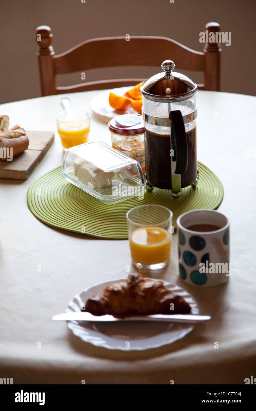 Das Frühstück in einer französischen gite Stockfoto