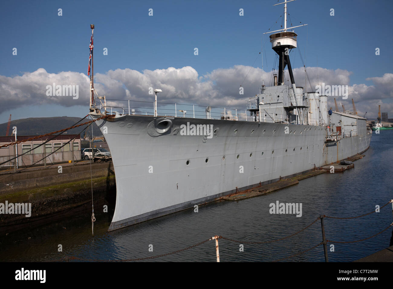 HMS Caroline jetzt das Nationale Museum der Royal Navy im Alexandra Dock, Belfast, Nordirland, Großbritannien. Stockfoto