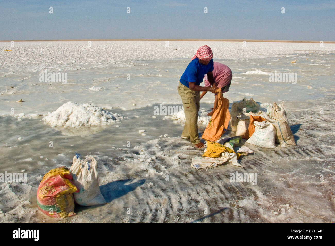Oman, Mahoot, das Salz Becken Stockfoto