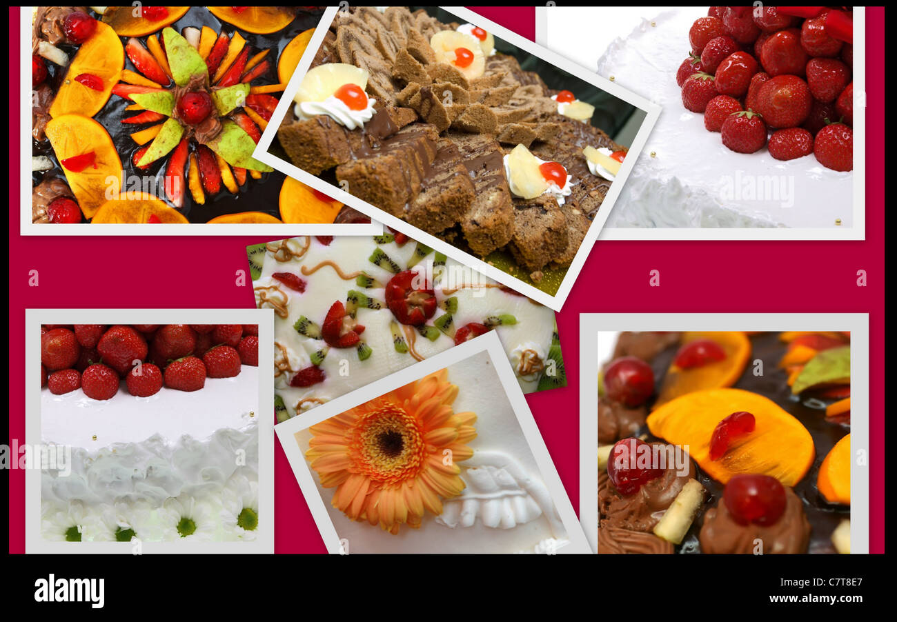 bunte Gourmet-Obst essen Collage aus neun Fotos Stockfoto