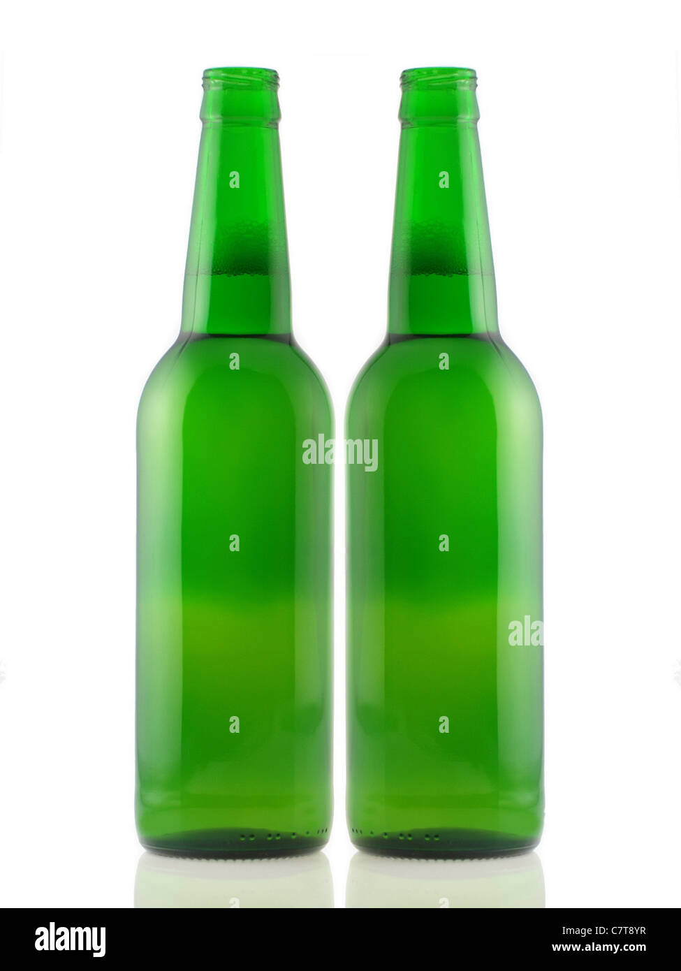 Isolierte Bier-Flaschen-set Stockfoto