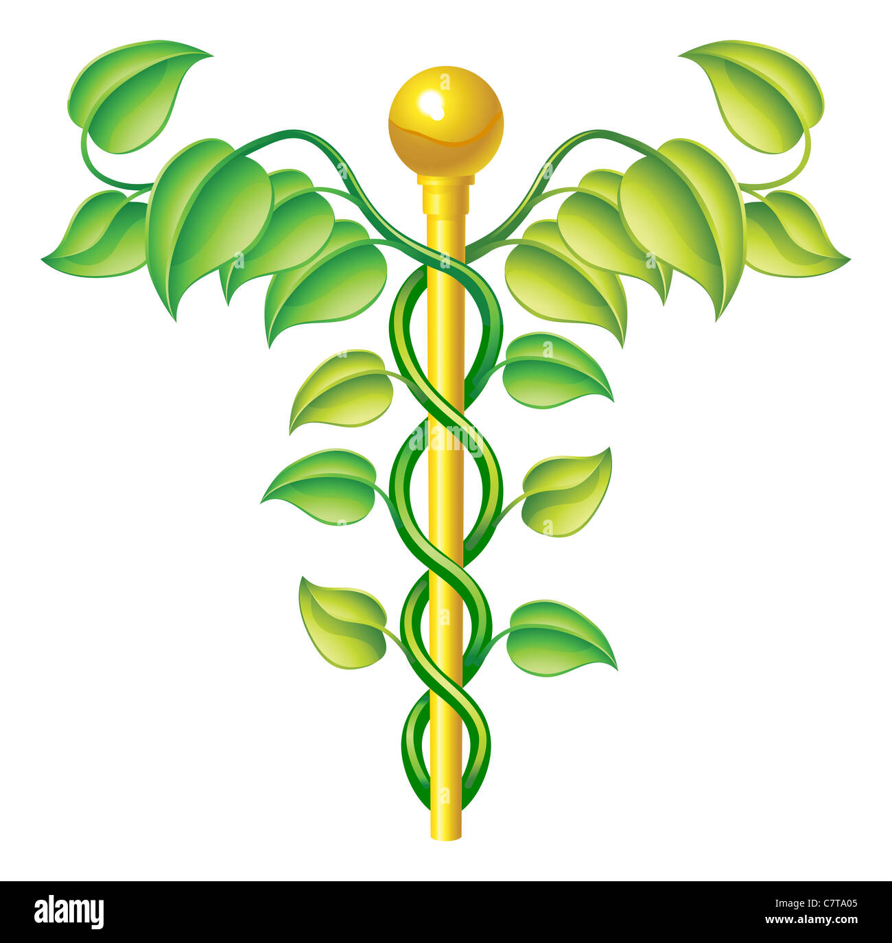 Natürliche Caduceus Konzept werden für natürliche oder alternative Medizin etc. eingesetzt. Stockfoto