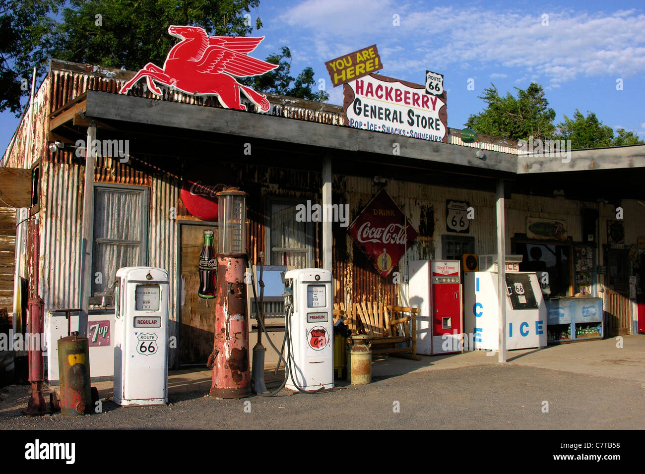 USA, Arizona, Tankstelle auf der Route 66 Stockfoto