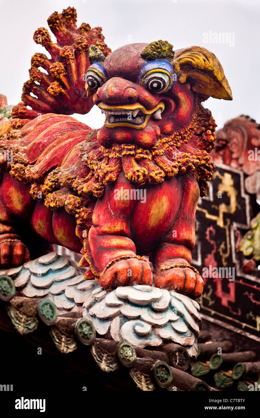 Dachskulptur & Kunst, Chen Familie Tempel, Guangzhou Stockfoto