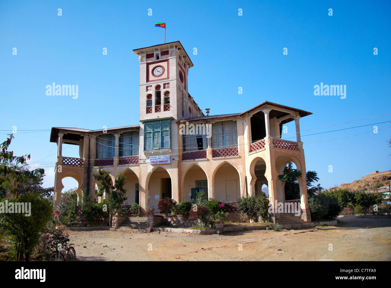 Verwaltungsgebäude der Stadt, Keren, Eritrea, Afrika Stockfoto
