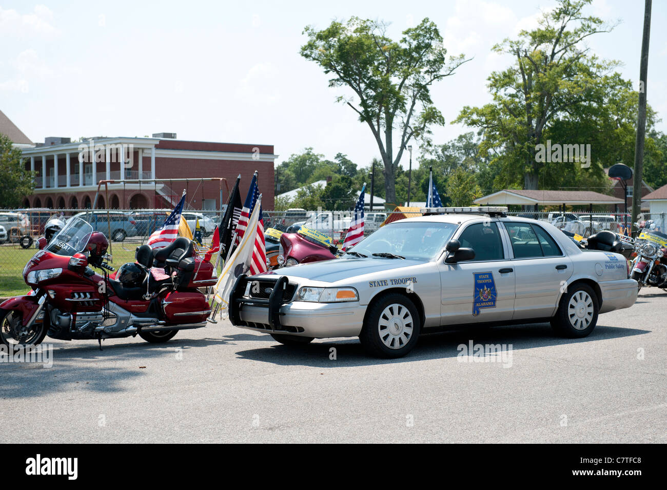 Motorrad von Patriot Guard Fahrer bei der Beerdigung eines gefallenen Marines, Lanze-Obergefreites Travis Nelson Stockfoto