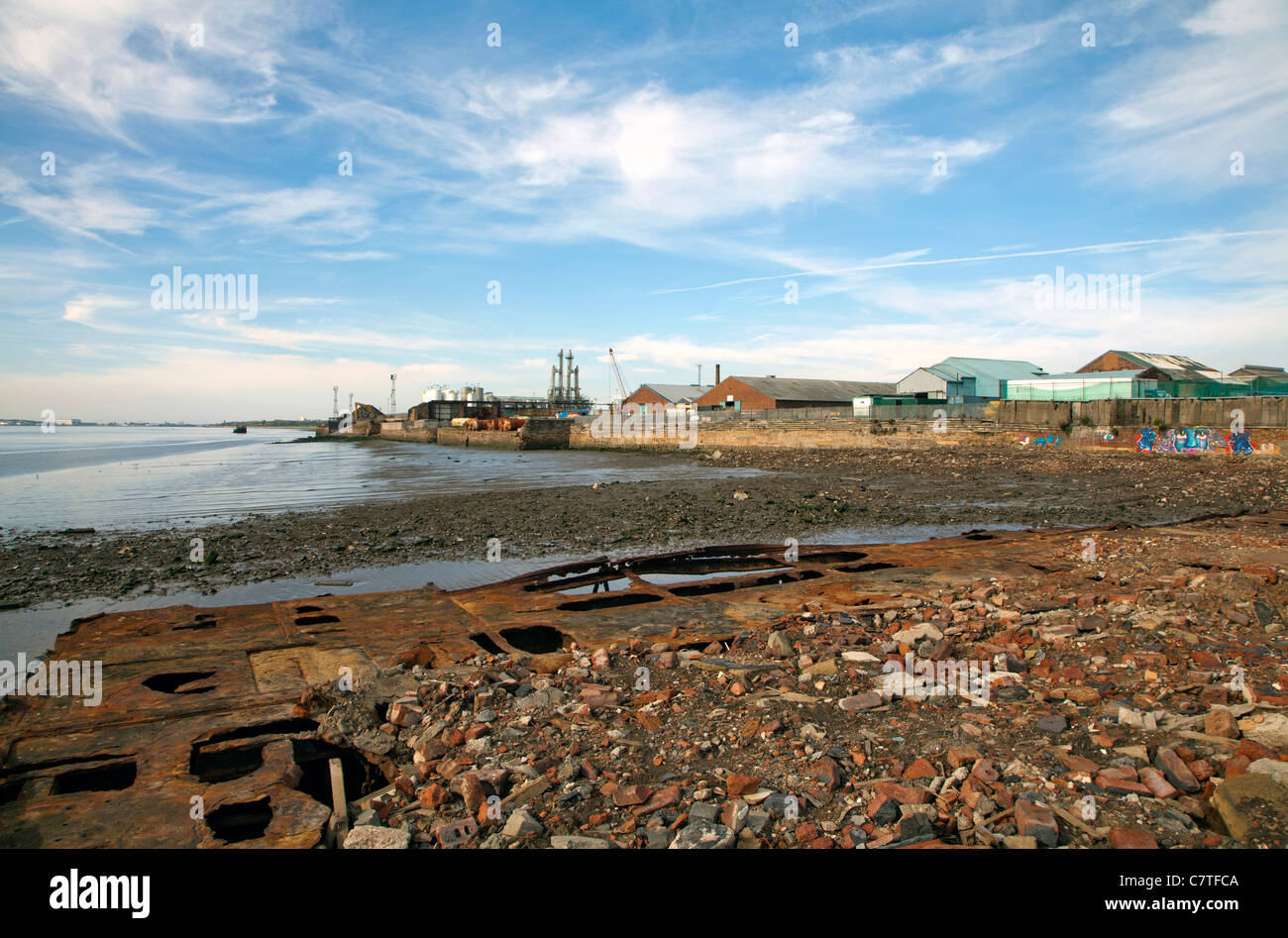 Garston Docks ist eine Gruppe von Docks auf den Fluss Mersey an Garston, Liverpool, England. Stockfoto