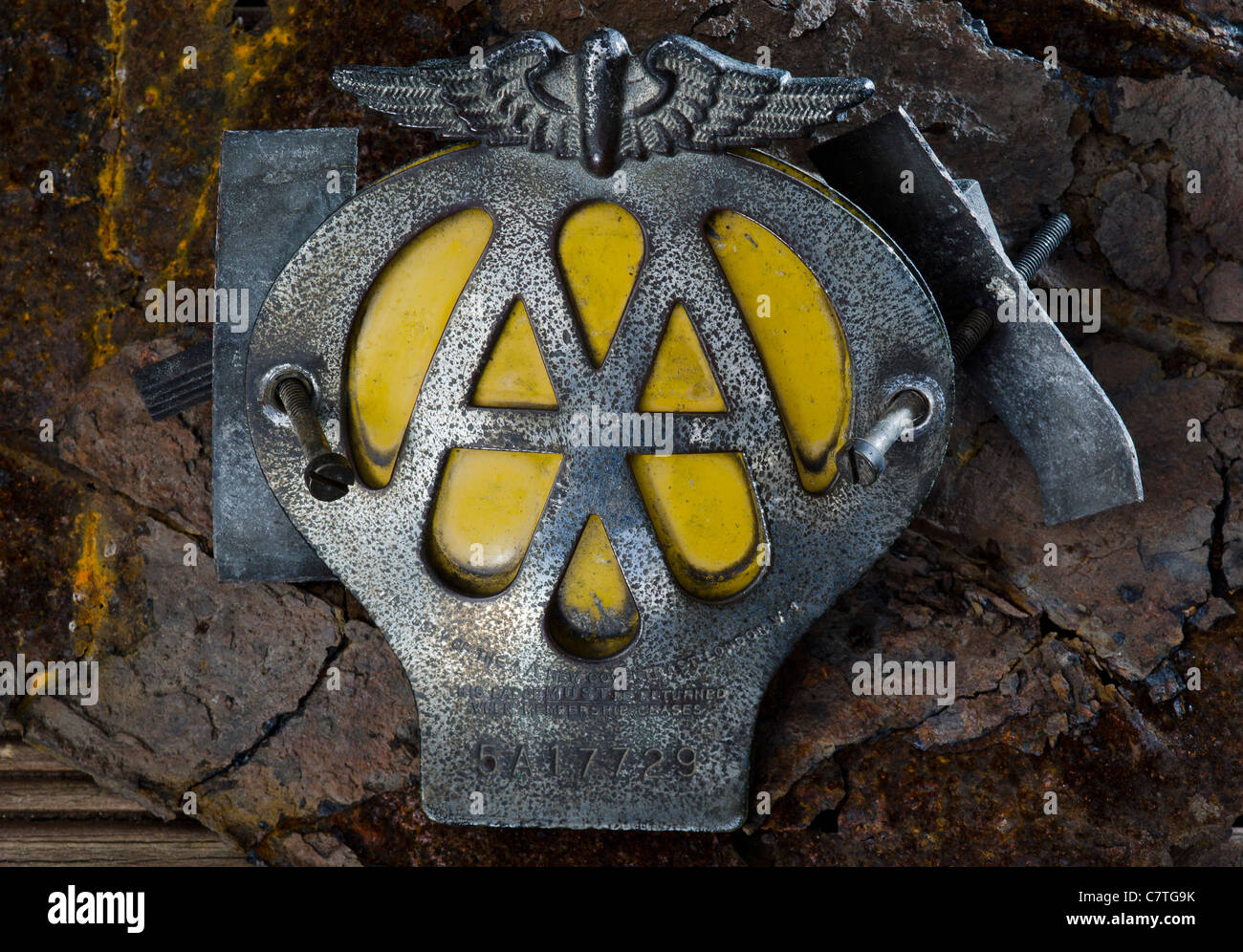 Alten AA oder Automobilclub Auto Abzeichen Stockfoto