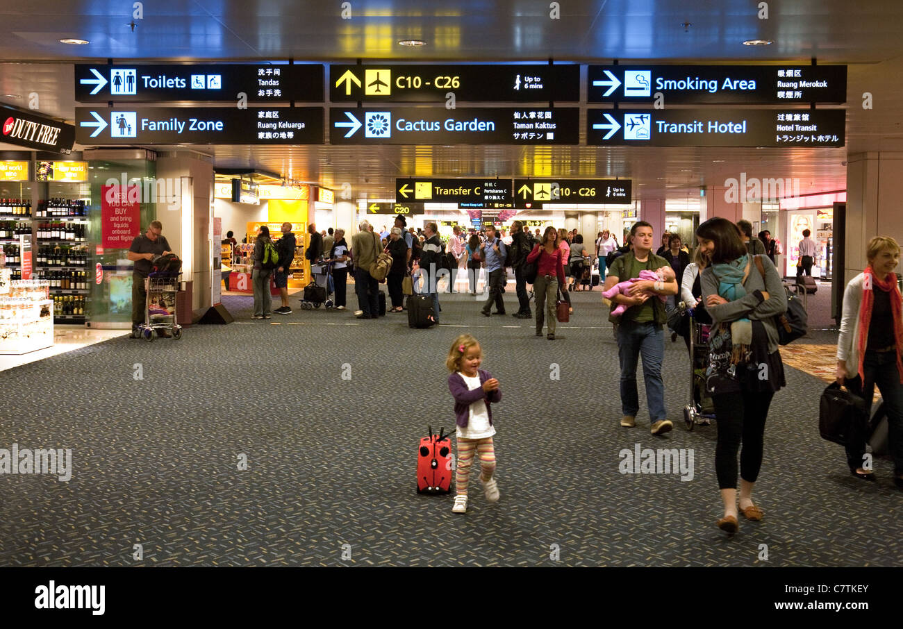 Abflüge Szene, Changi Airport Singapur Asien Stockfoto