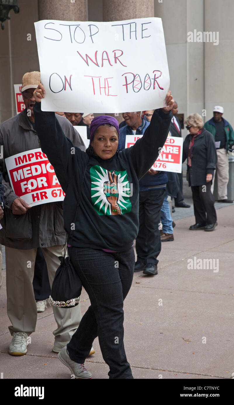 Protest gegen Sozialabbau Michigan Stockfoto