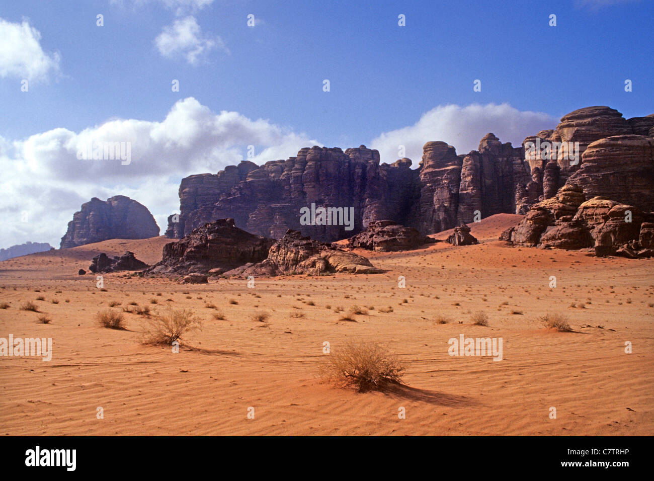 Sand Stein Felsen, Wadi Rum, Jordanien Stockfoto