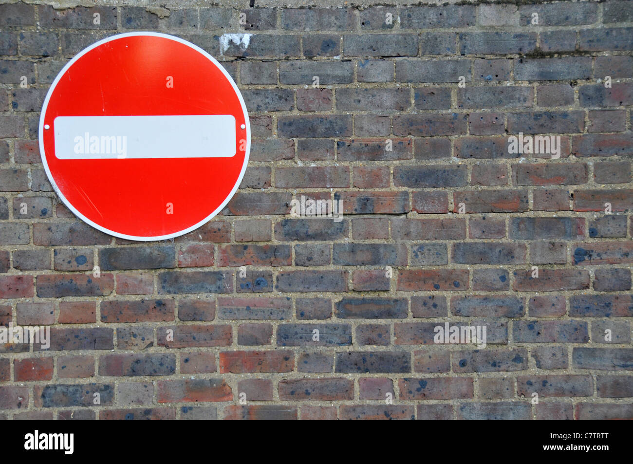 Kein Eintrag Wand Verkehrszeichen ironischen Widerspruch lustig Stockfoto