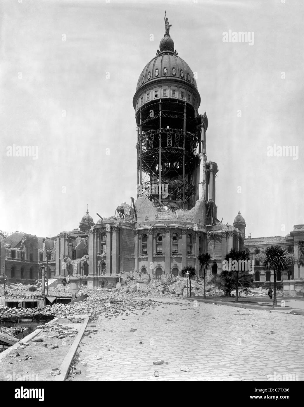 Ruinen von Erdbeben beschädigt San Francisco City Hall, 1906 Stockfoto