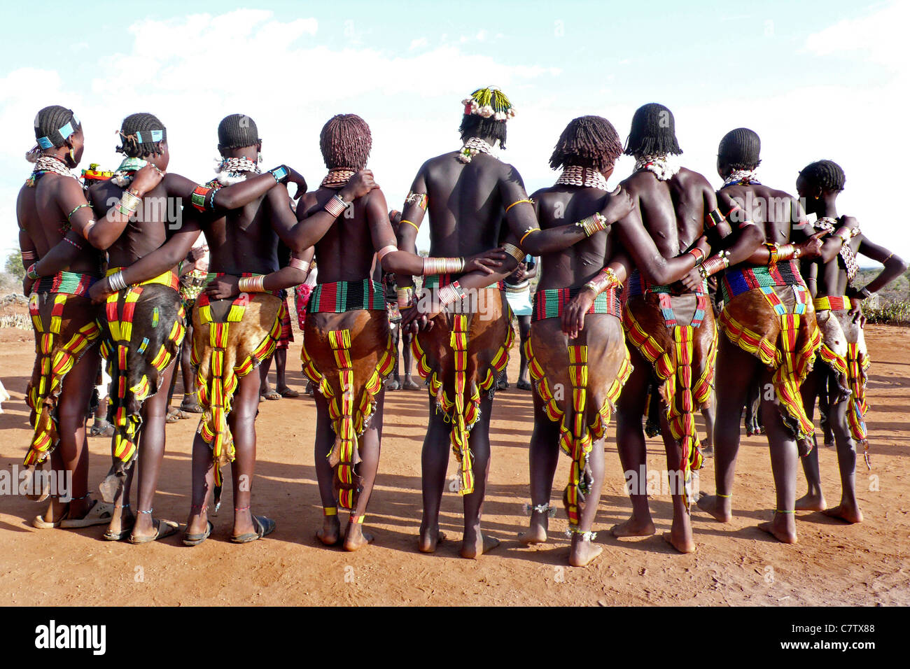 Afrika, Äthiopien. Harmer Menschen tanzen Stockfoto