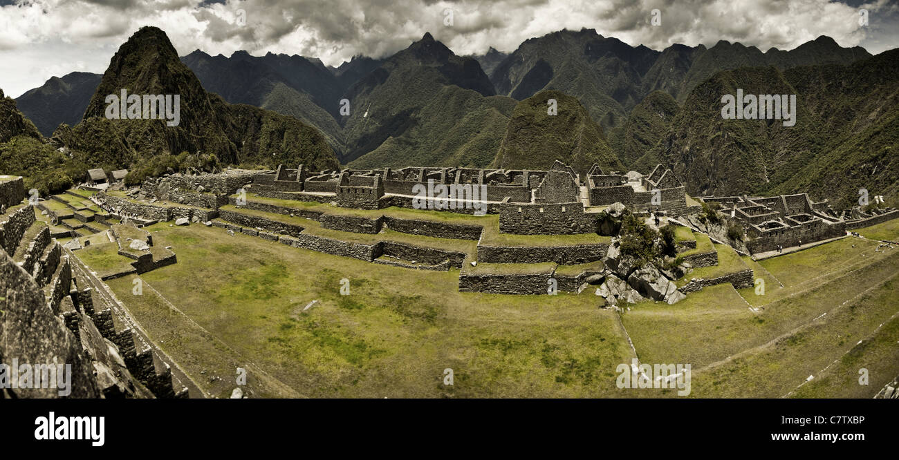 Panorama Blick auf Machu Picchu Stockfoto