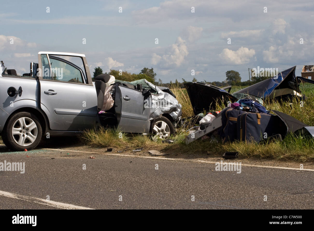 Destruction,Speed,Kills.RTC,Road,Traffic,Collision,Wreckage,Graphic,fatal Stockfoto