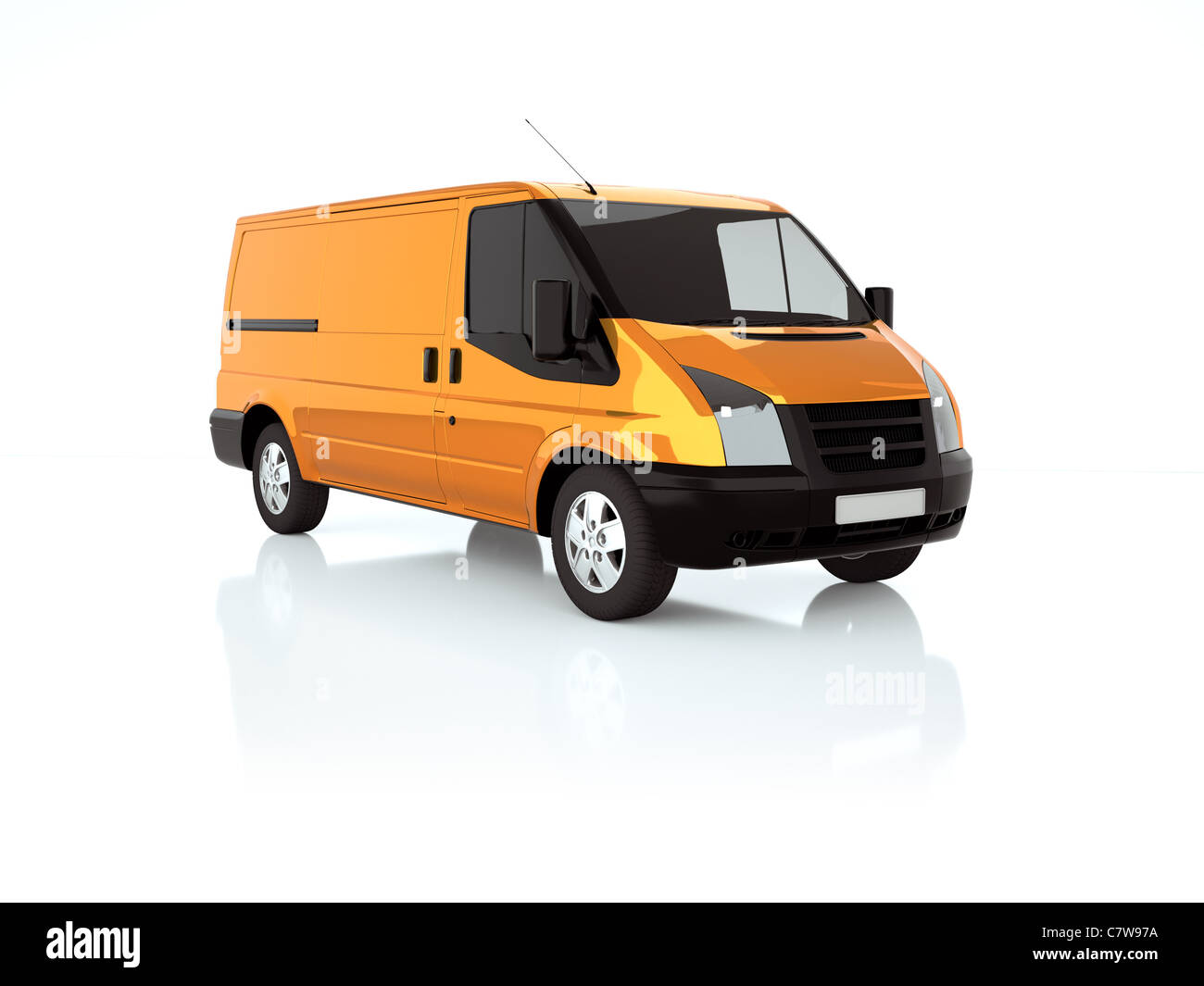 3D Abbildung eines orange Vans Stockfoto
