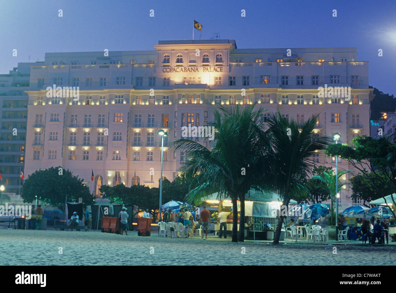 Copacabana Palace Hotel, Rio De Janeiro, Brasilien. Copacabana-Strand. Stockfoto