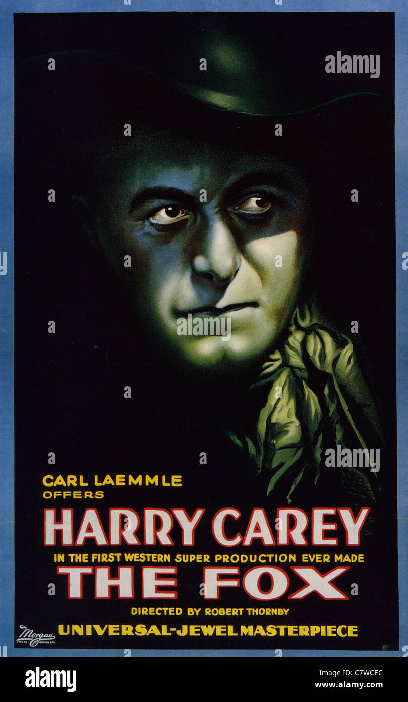 Das FOX Plakat für 1921 Universal Film mit Harry Carey Stockfoto