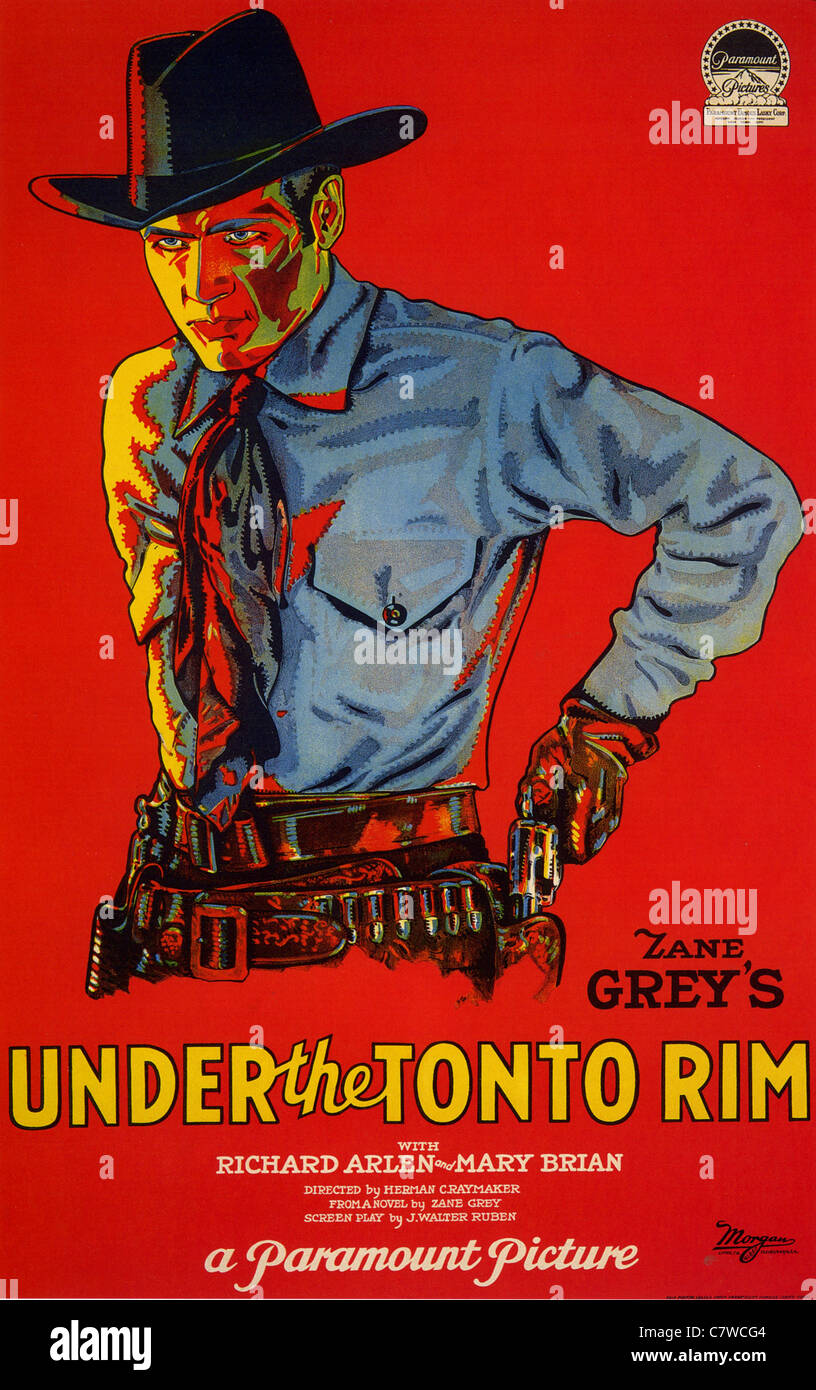 UNTER THE TONTO RIM Re-issue Plakat für 1928 Paramount Film mit Richard Arlen und Mary Brian Stockfoto
