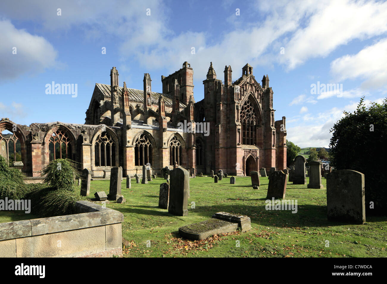Melrose Abbey in den Scottish Borders Stockfoto