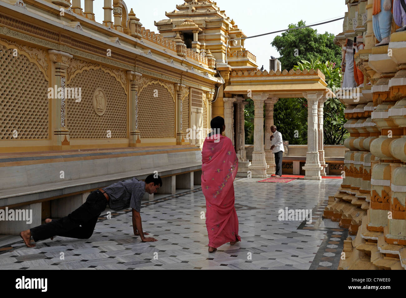 Shri Swaminarayan Mandir-Tempel Ahmedabad Swaminarayan Sampraday hinduistischen Sekte Gujarat Sampraday Hauptquartier NarNarayan Dev Gadi Stockfoto