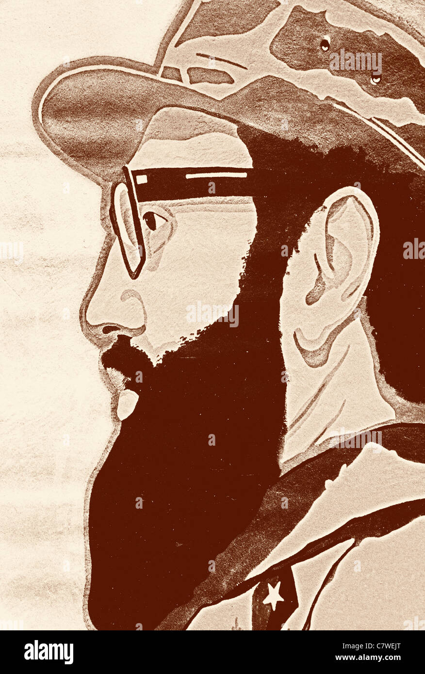 Fidel Castro Cartoon Illustration aus einer Moskauer Magazin Russland kommunistischen Kommunismus Kuba Symbol ikonischen Heldenkult Stockfoto