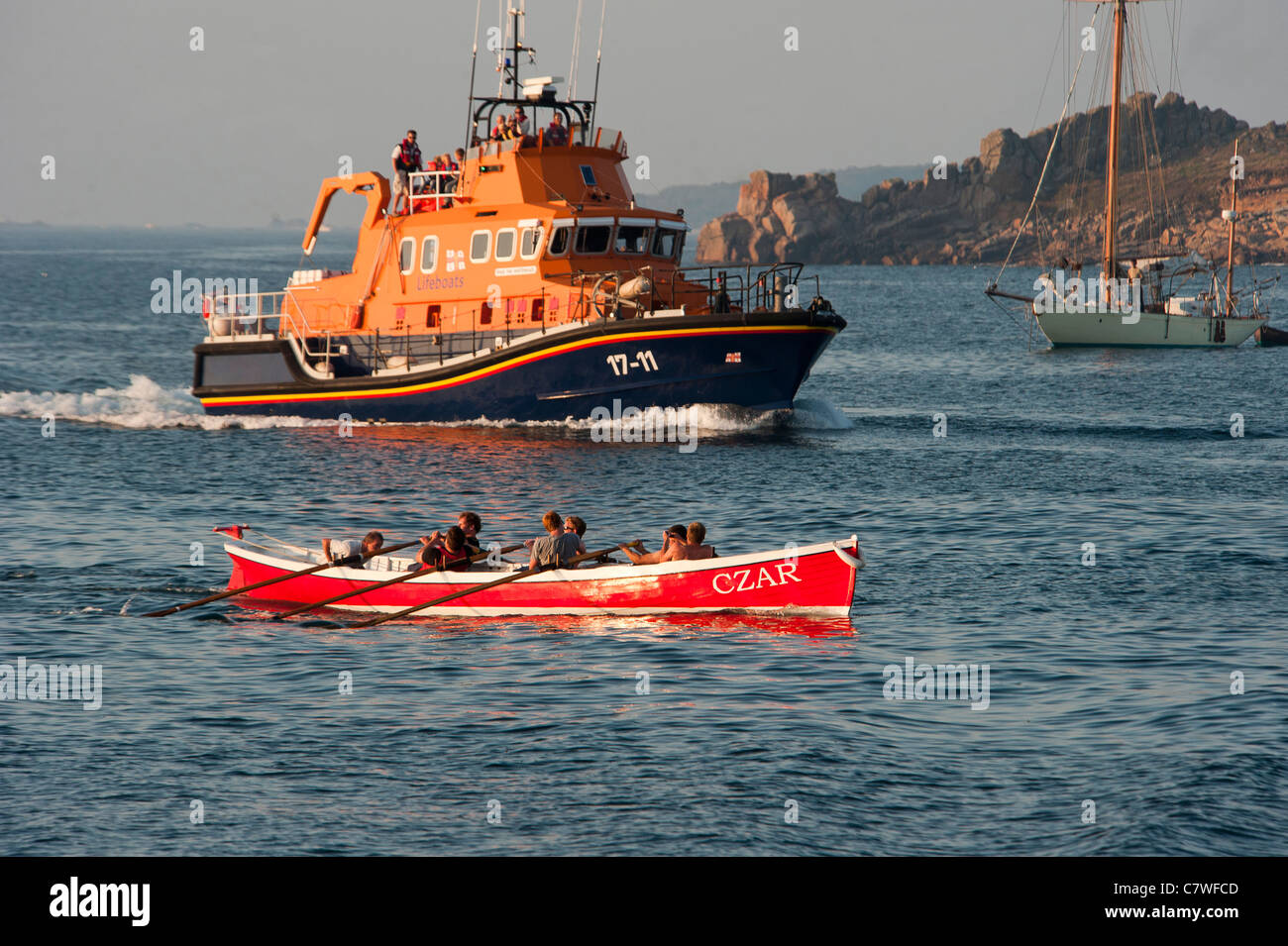 Gig-Rennen von Str. Marys Insel Isle of Scilly, an der Südküste von Cornwall in England Stockfoto