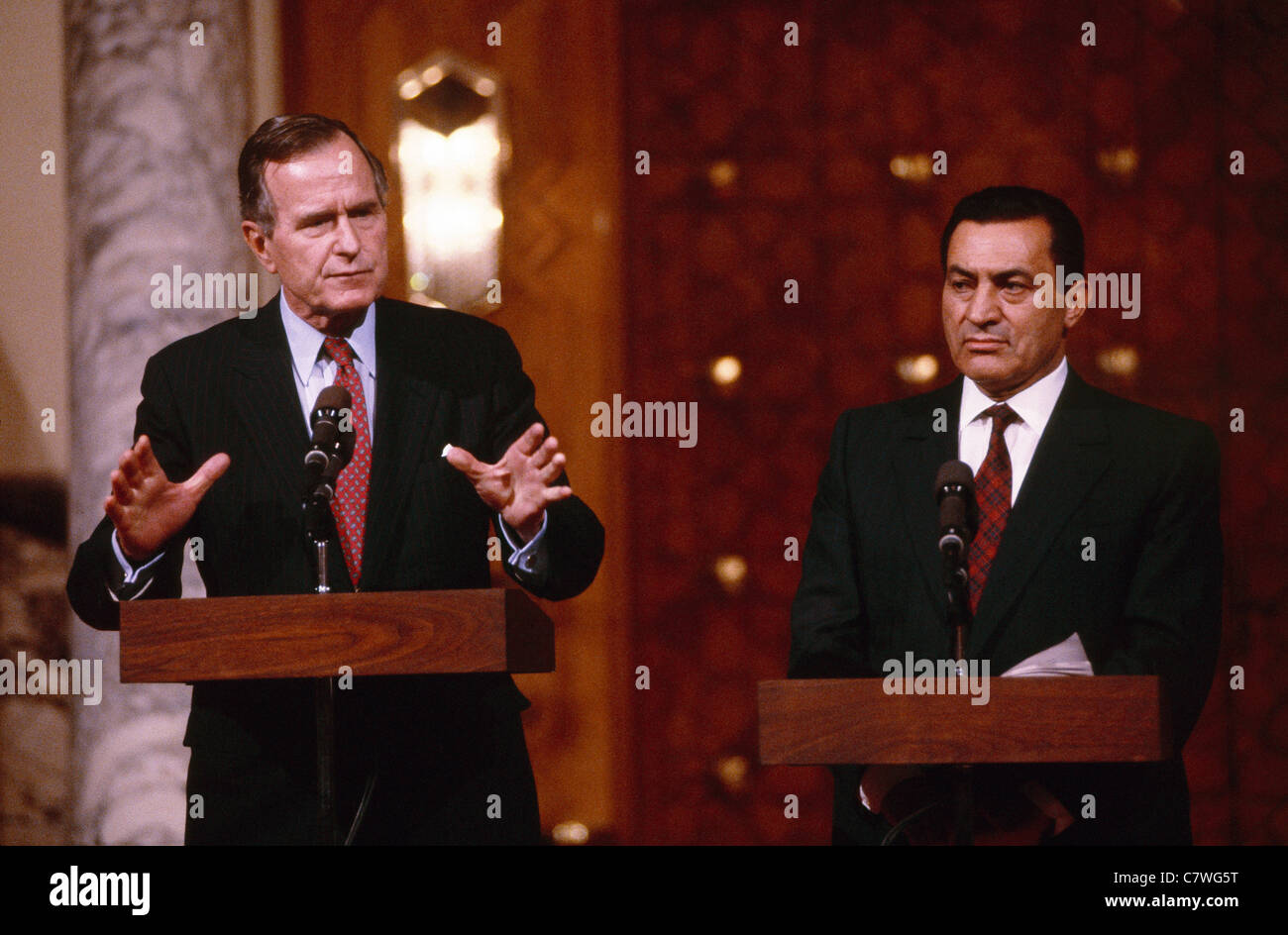 US-Präsident George Bush zahlt einen Staatsbesuch nach Ägypten für Gespräche mit ägyptischen Präsidenten Hosni Mubarak Stockfoto