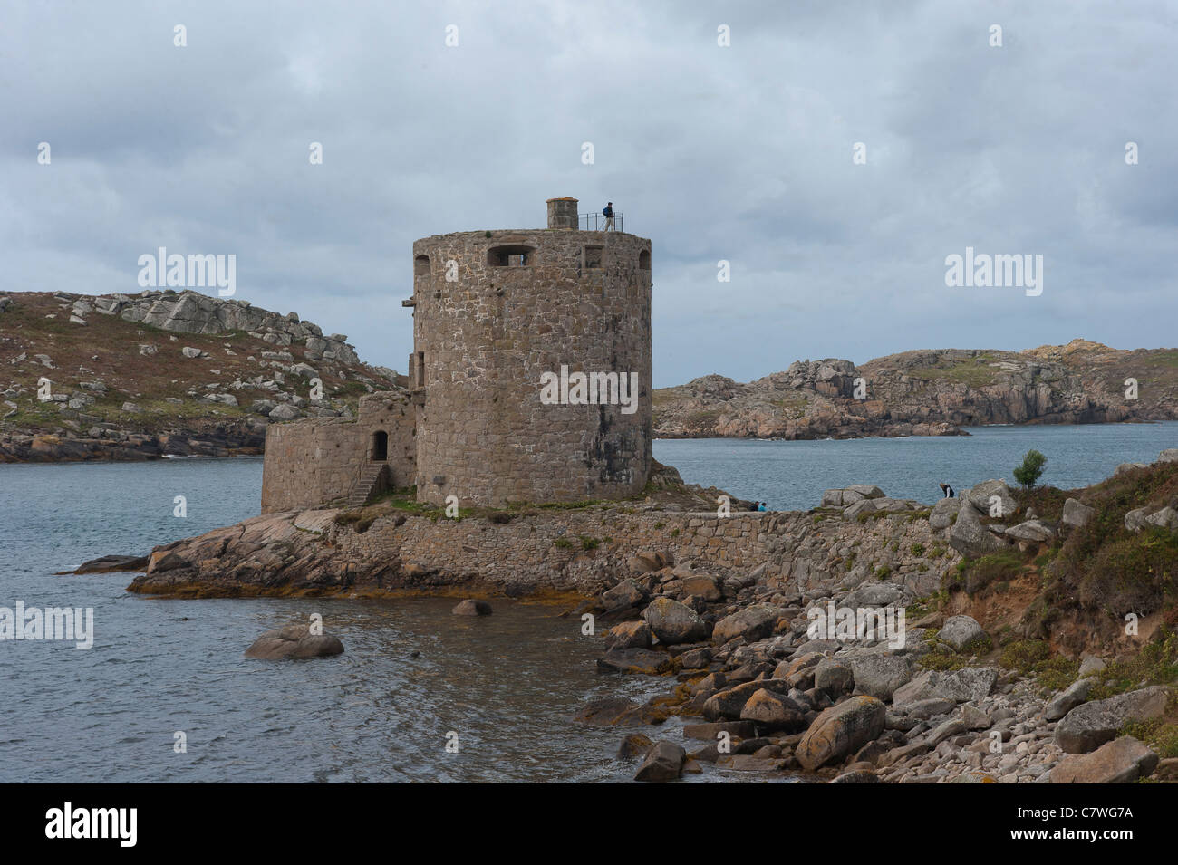 Cromwells Burg auf Tresco in Isle of Scilly an der West Küste von Cornwall Stockfoto