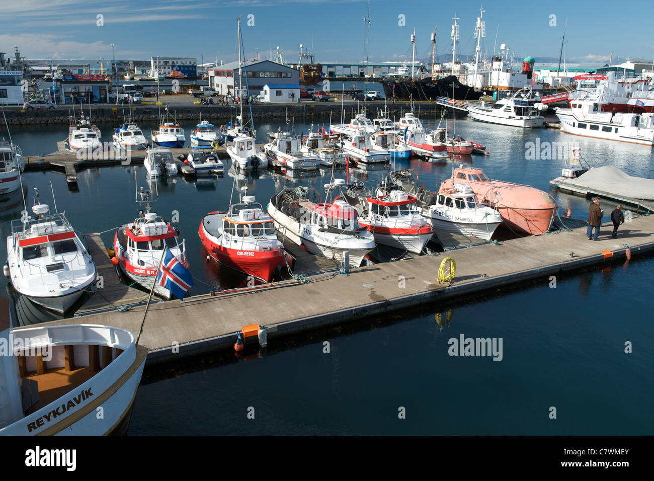 Der Hafen in Reykjavik, die Hauptstadt von Island. Stockfoto