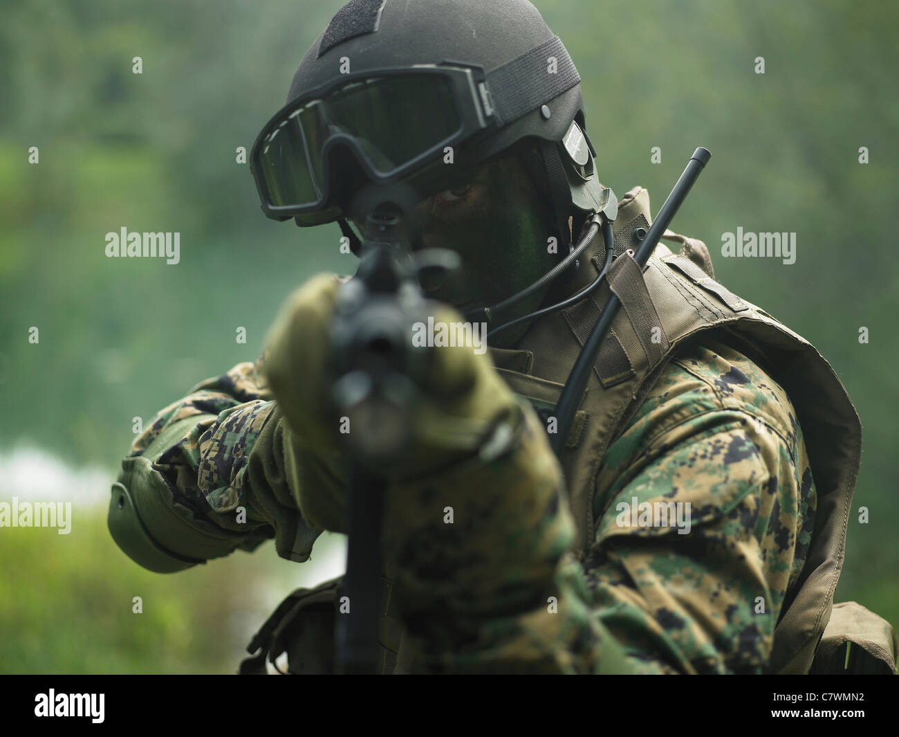 US-Marine während der Kampfhandlungen. Stockfoto