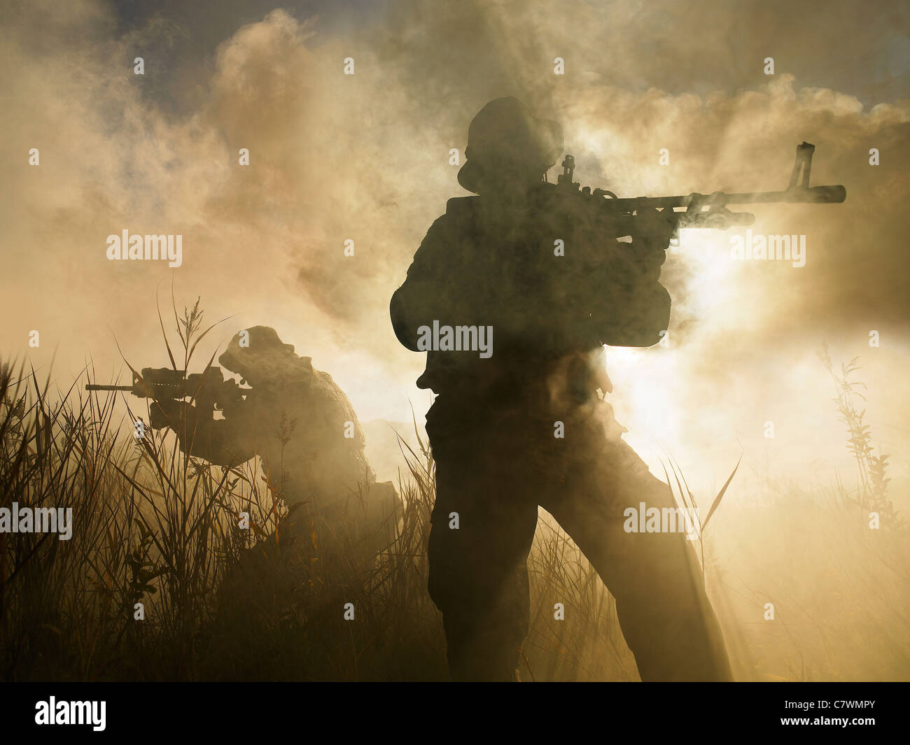 U.S. Navy SEALs während einer Kampf-Szene. Stockfoto