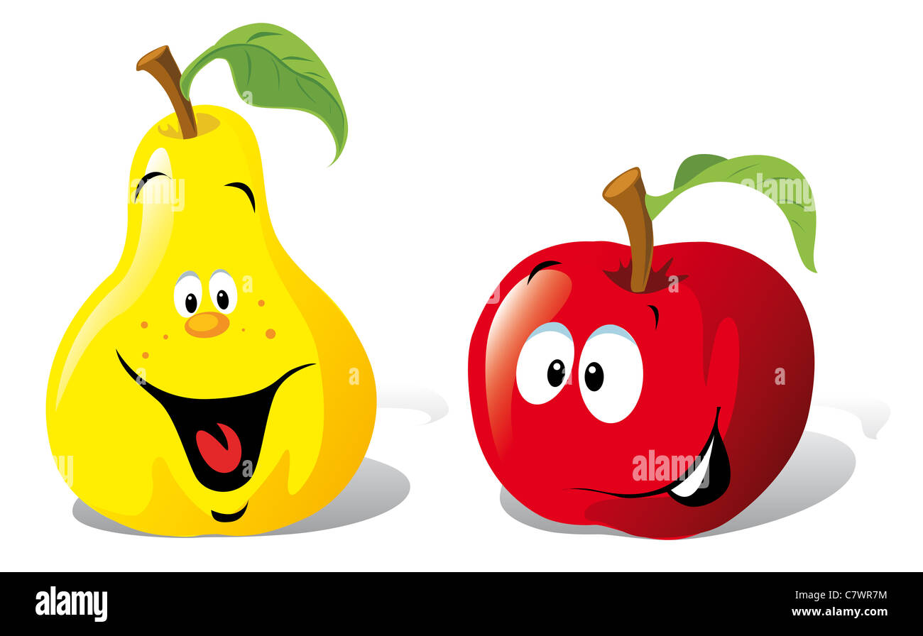Smiling happy cartoon pear apple -Fotos und -Bildmaterial in hoher ...