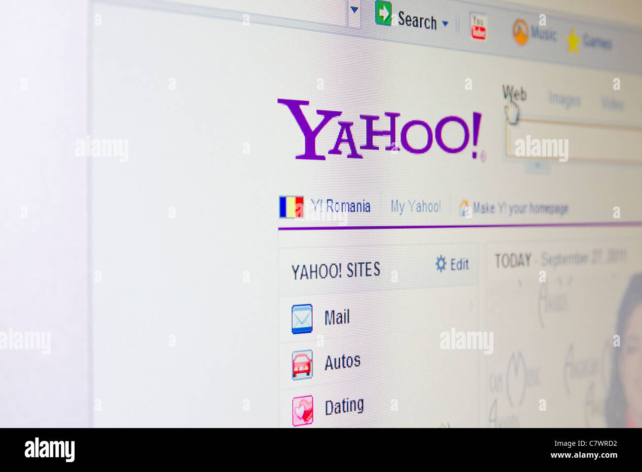 Yahoo-Website auf Bildschirm Stockfoto