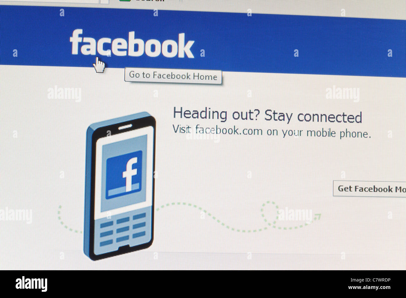 Facebook Homepage für smartphone Stockfoto