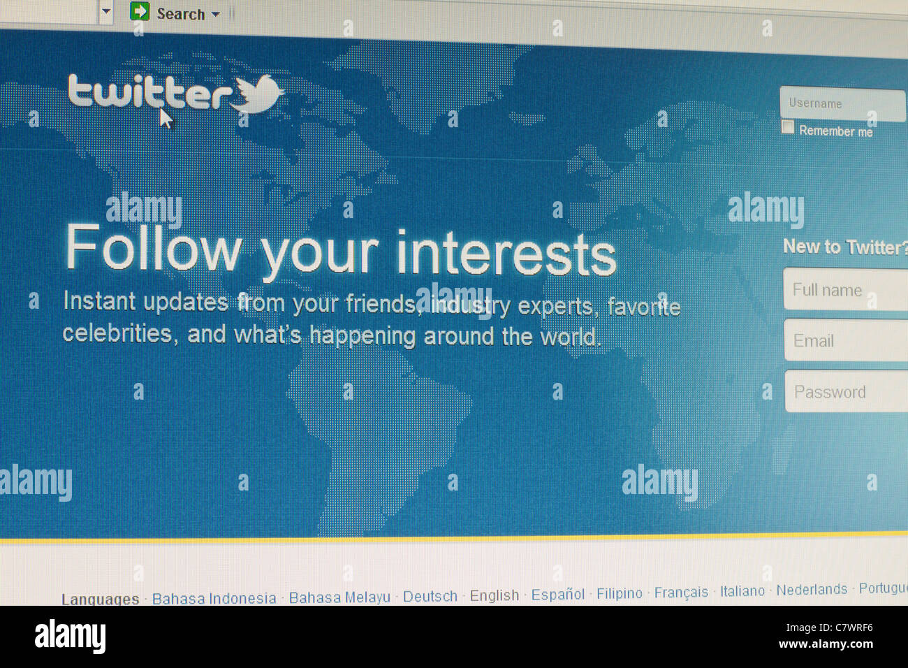 Twitter-Web-Seite im browser Stockfoto