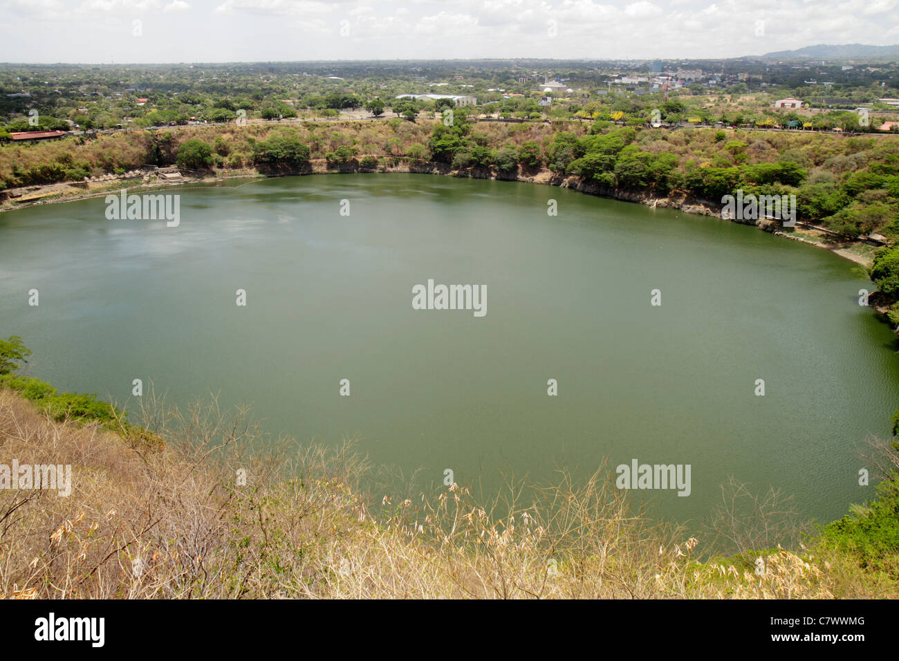 Managua Nicaragua, Loma de Tiscapa, historischer Nationalpark, Parque historico, La Sombra de Sandino, Vulkankrater, Caldera, Laguna de Tiscapa, Nicara110502023 Stockfoto