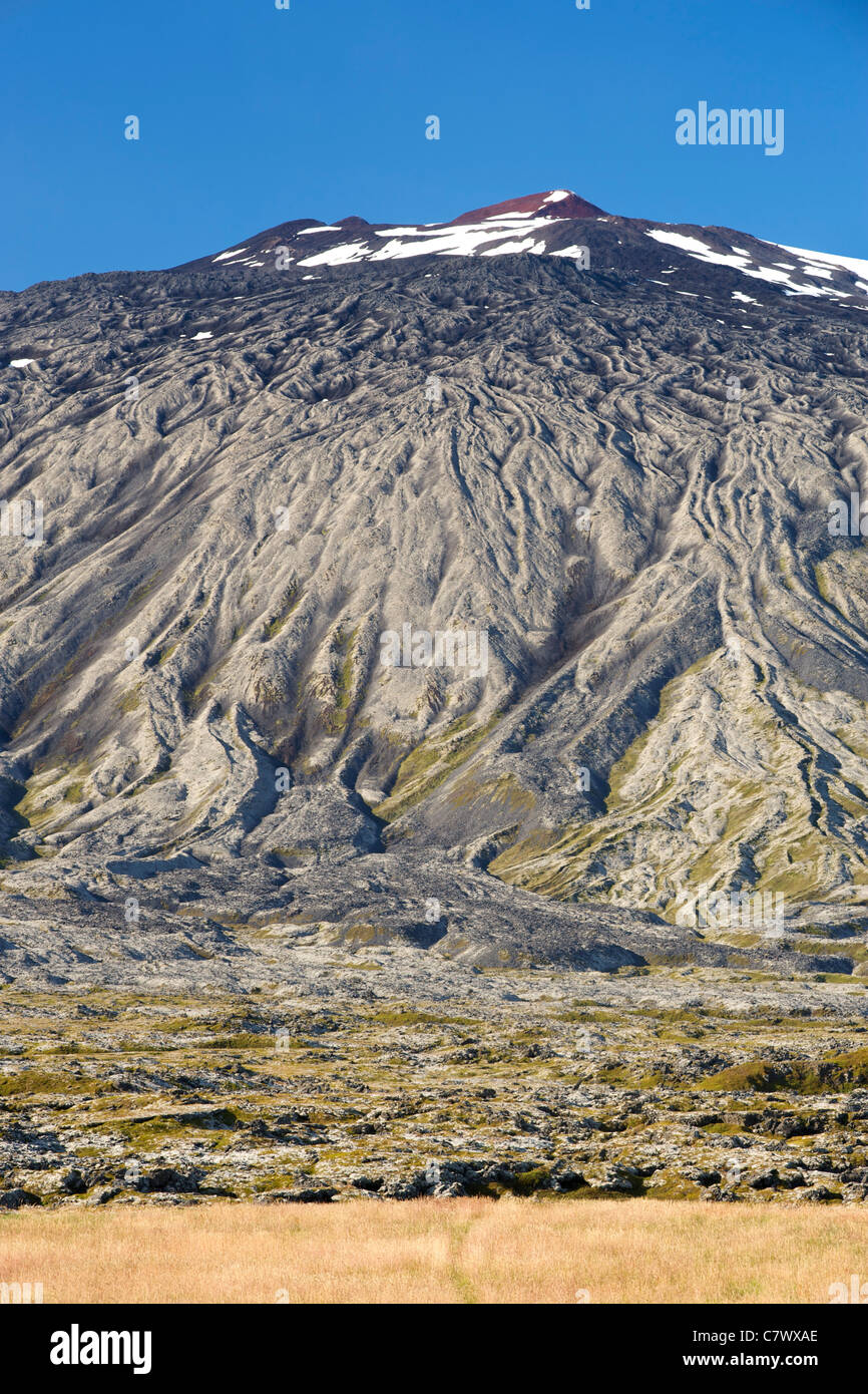 Snaefellsjökull (1446m) im Snaefellsjökull Nationalpark nordwestlich von Reykjavik in West Island. Stockfoto