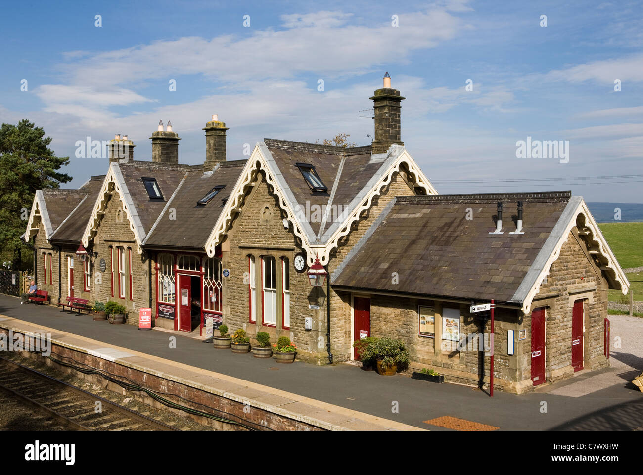 Britische abgelegenen und ländlichen Bahnhöfen auf der Settle Carlisle Line, Cumbria, UK Stockfoto