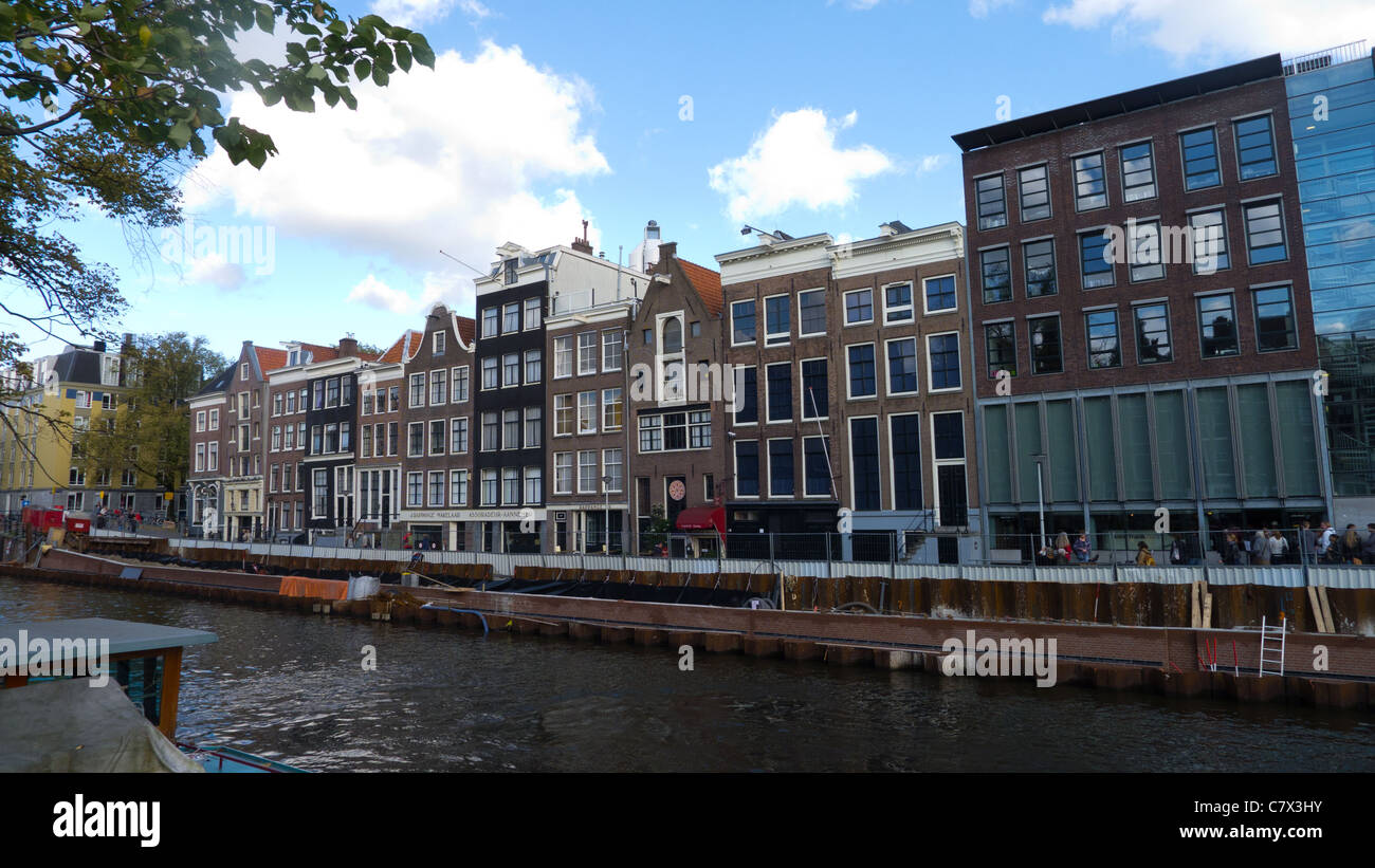 Menschen Schlange, um geben das Anne Frank Haus Museum, Amsterdam, Niederlande Stockfoto