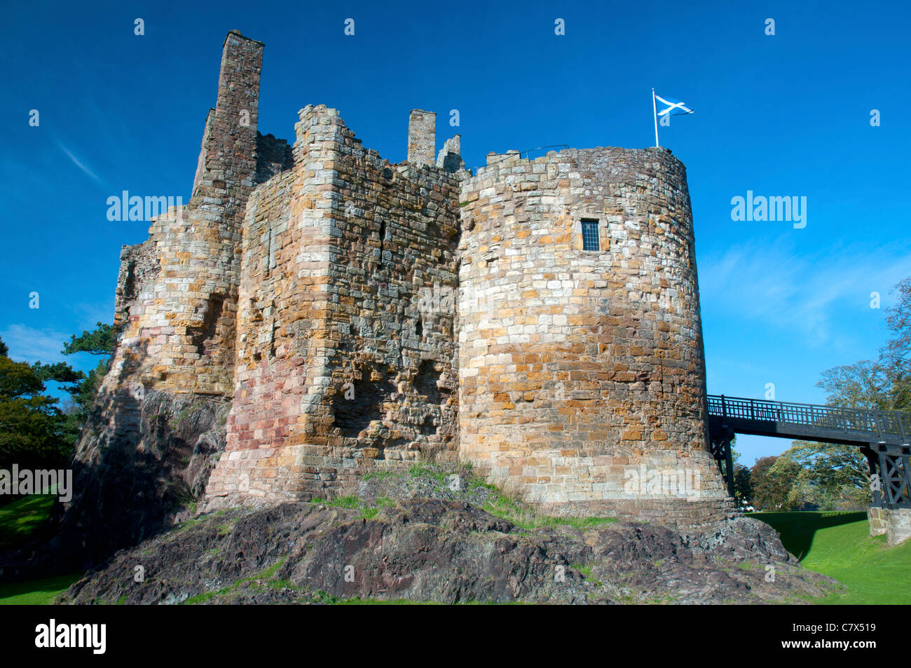 Dirlton Castle, East Lothian, Schottland. Stockfoto