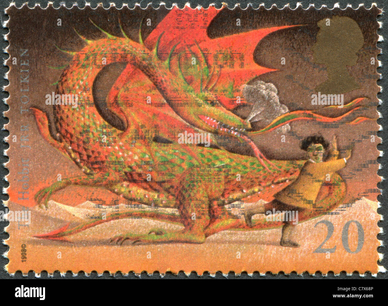 Vereinigtes Königreich - 1998: Eine Briefmarke gedruckt in England, zeigt "Der Hobbit" von j.r.r. Tolkien Stockfoto
