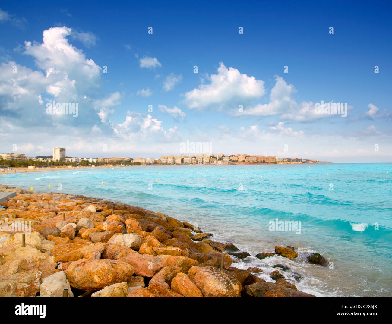 Salou Strand in Tarragona-Katalonien-Spanien am Mittelmeer Stockfoto